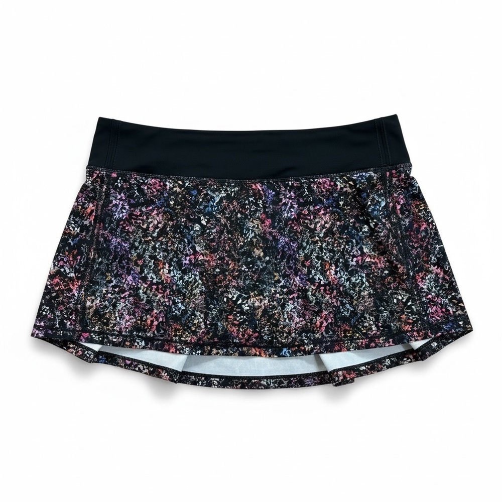 Lululemon Pace Rival Mid Rise Skirt Floral Spray Black Multi Size 6 Tennis